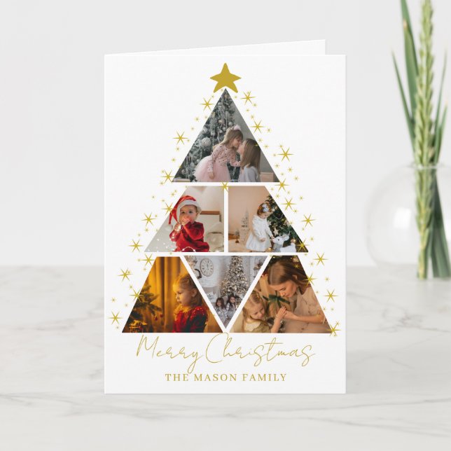 Carte 6 Photo Tree Shape Christmas Card (Devant)