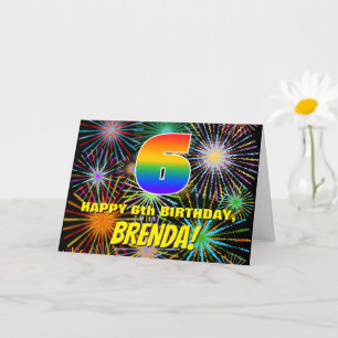 Carte 6e anniversaire : Amusants, Feu d'artifice coloré