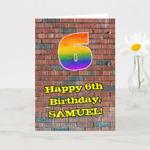 Carte 6e anniversaire : Arc-en-ciel amusant inspiré par 
