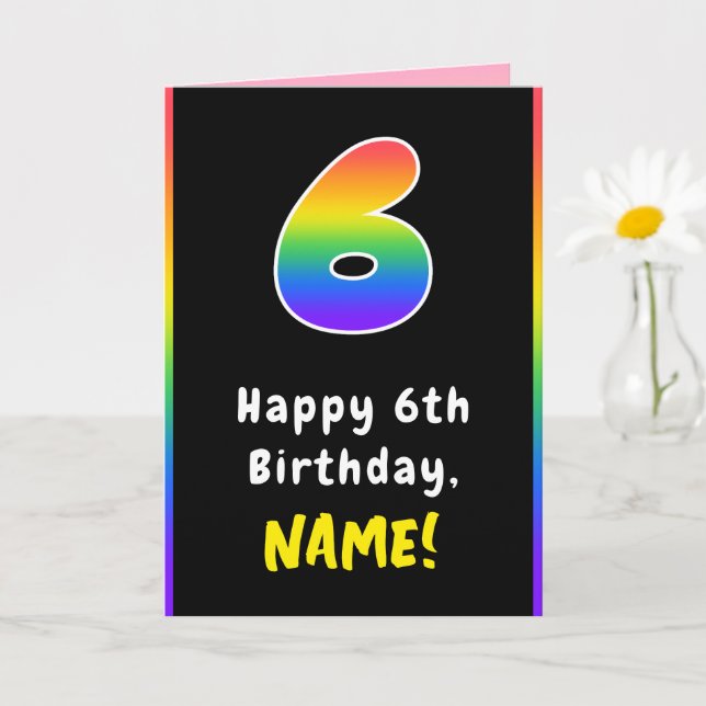 Carte 6e anniversaire : Arc-en-ciel coloré # 6, Nom pers (Petite plante)