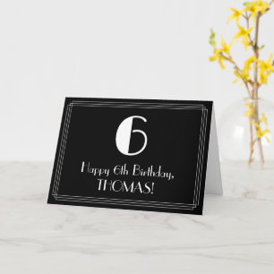 Carte 6e anniversaire ~ Art Déco Inspiré Look "6", Nom