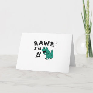 Carte 6e anniversaire Dinosaur cadeau pour enfants de 6 