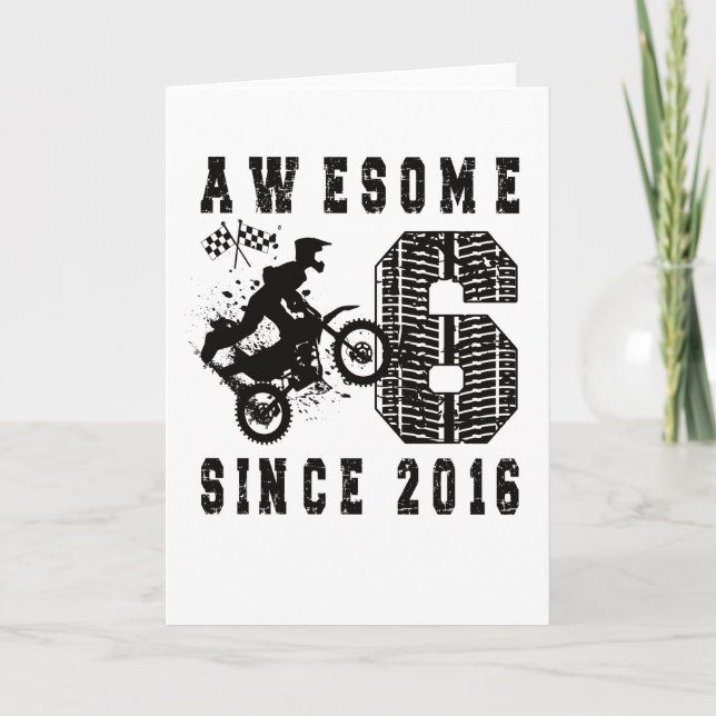 Carte 6e anniversaire Gift Dirt Bike Boy Né en 2016 (Devant)