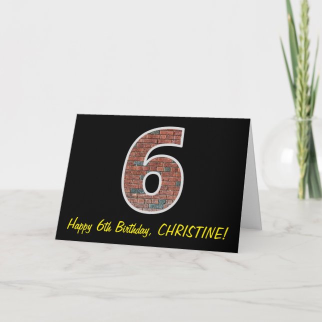 Carte 6e anniversaire - Motif de mur de briques "6" avec (Devant)
