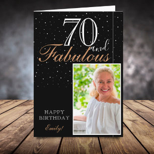 Carte 70 ans et Fabuleux Élégant Photo de 70e anniversai