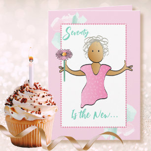 Carte 70 et fabuleux Cartoon féminin rose anniversaire