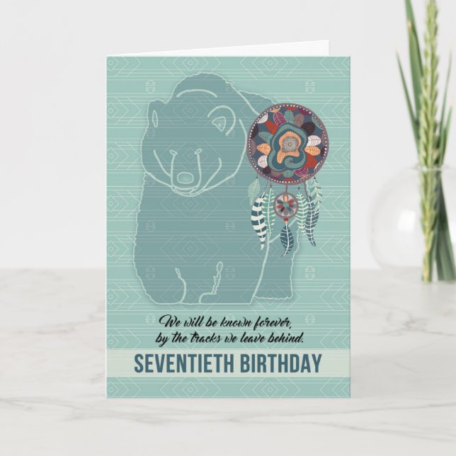Carte 70e anniversaire Amérindien de l'ours Dreamcatcher (Devant)