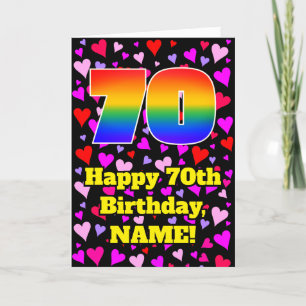 Carte 70e anniversaire : Amour Hearts Motif, Arc en ciel