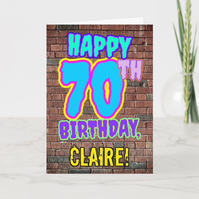 Carte 70e anniversaire - Amusant, Graffiti urbain inspir (Devant)