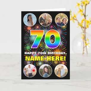 Carte 70e anniversaire : Arc en ciel amusant #, Nom pers