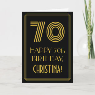 Carte 70e anniversaire : Art Déco Inspiré Look "70" & No