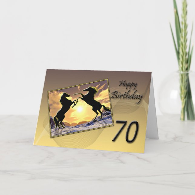Carte 70e anniversaire avec chevaux d'élevage (Devant)