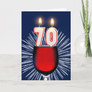 Carte 70e anniversaire avec vin et bougies