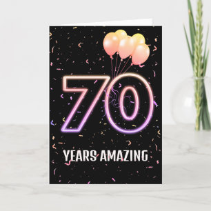 Carte 70e anniversaire Ballons et Confetti