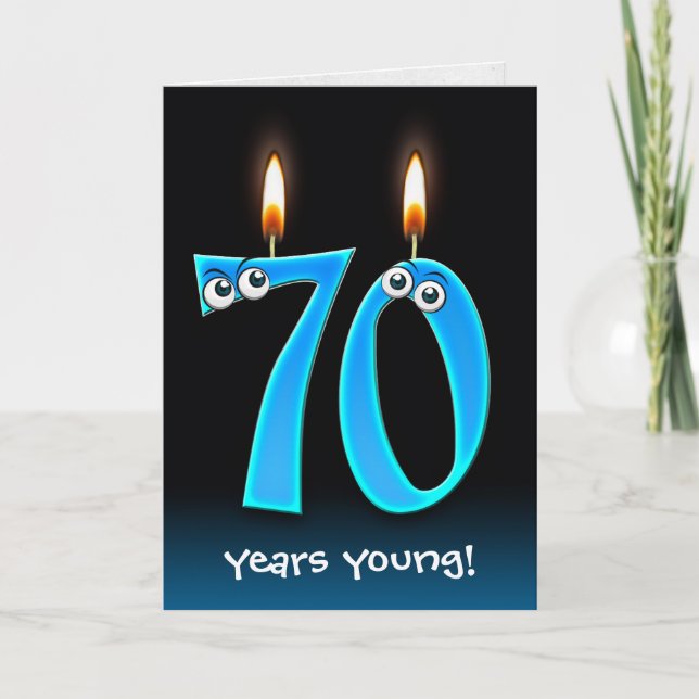 Carte 70e anniversaire bougies avec boules d'yeux (Devant)