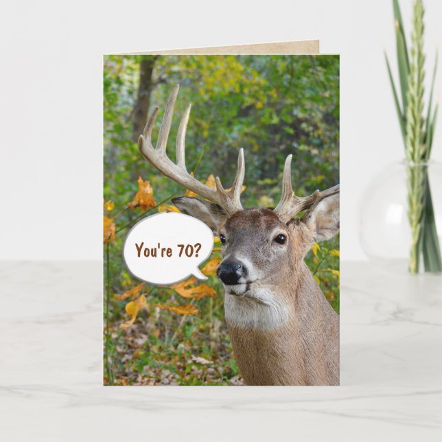 Carte 70e anniversaire buck in woods (Devant)