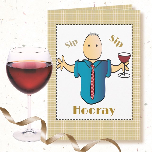 Carte 70e Anniversaire Caricature de vin rouge pour lui  (Créateur téléchargé)