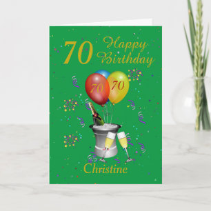 Carte 70e anniversaire Célébration Green Gold Card