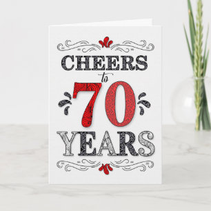 Carte 70e anniversaire Cheers en Motif noir blanc rouge