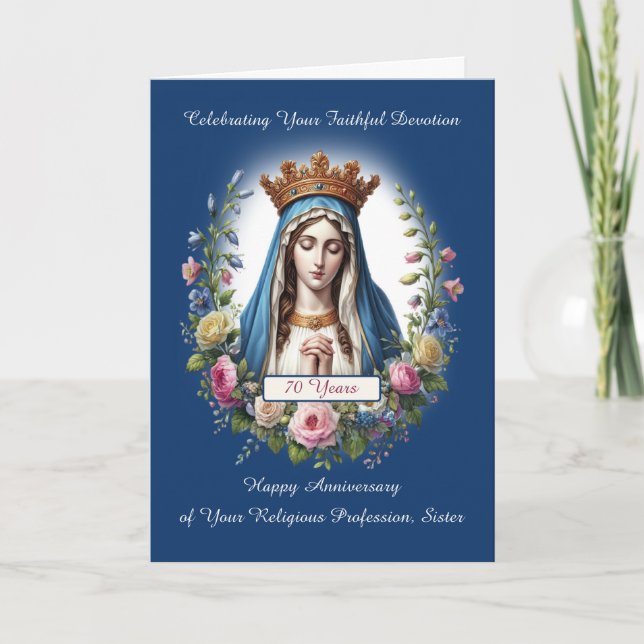 Carte 70e anniversaire de la profession religieuse Mary (Devant)