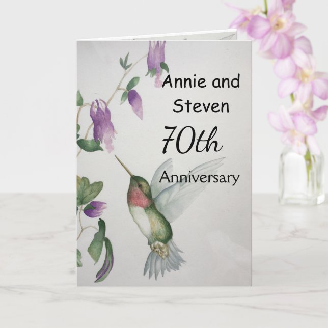 Carte 70e anniversaire de Mariage en couple (Orchidée)