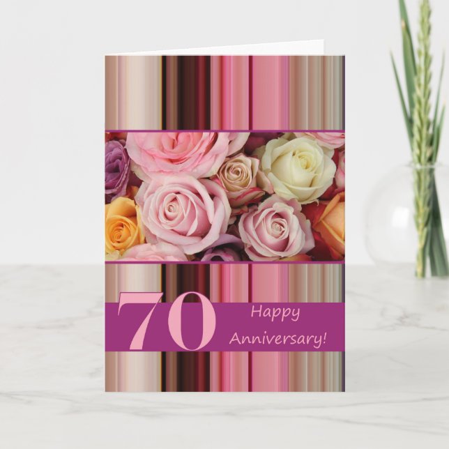 Carte 70e anniversaire de Mariage - Pastel rose ra (Devant)