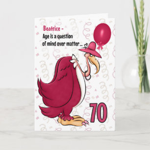 Carte 70e Anniversaire drôle Buzzard rose avec nom