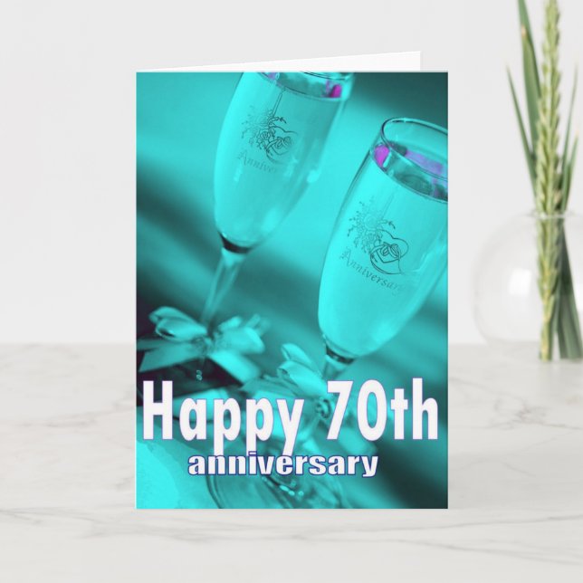 Carte 70e anniversaire du mariage fête du champagne (Devant)