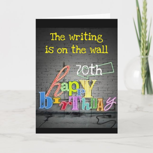 Carte **70e ANNIVERSAIRE ÉCRIRE SUR LE MUR" Card (Devant)
