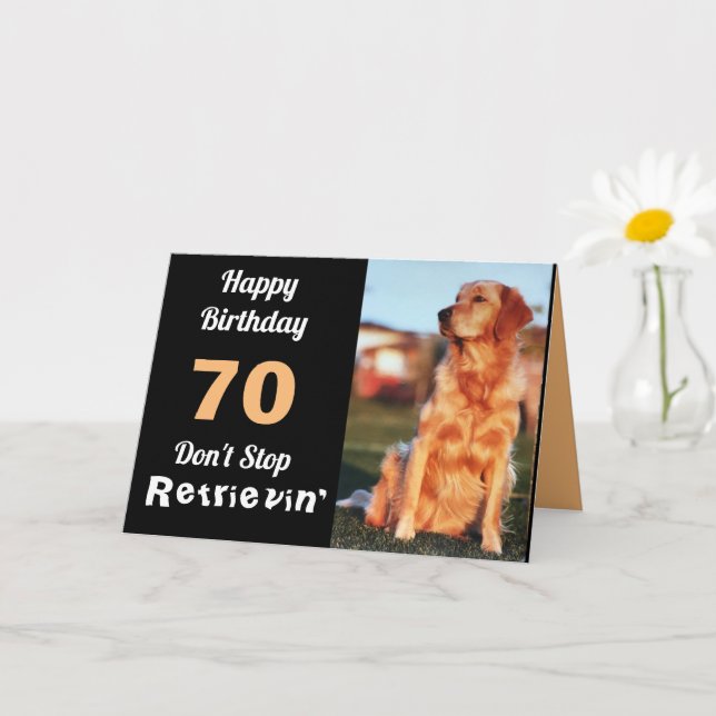 Carte 70e anniversaire Golden Retriever Funny Cute (Petite plante)