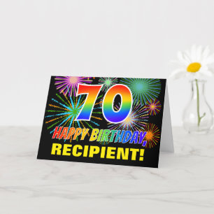 Carte 70e anniversaire : Gras, Amusants, Feu d'artifice,