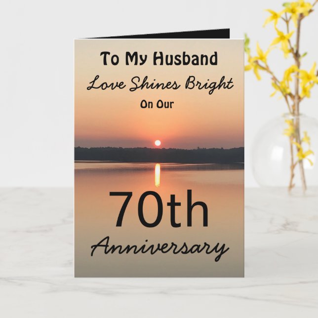 Carte 70e Anniversaire L'Amour Du Mari Brille (Fleur jaune)