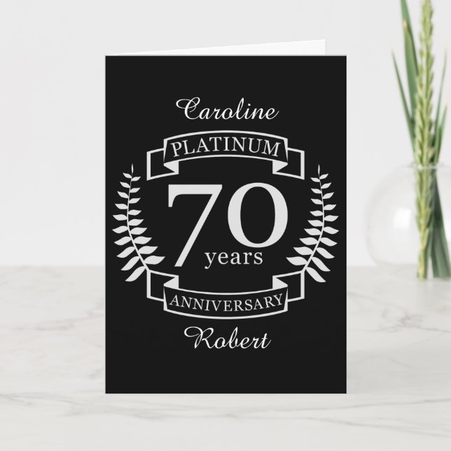 Carte 70e ANNIVERSAIRE Mariage PLATINUM (Devant)