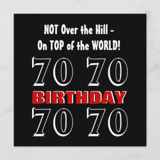Carte 70e anniversaire moderne rouge argent noir drôle W