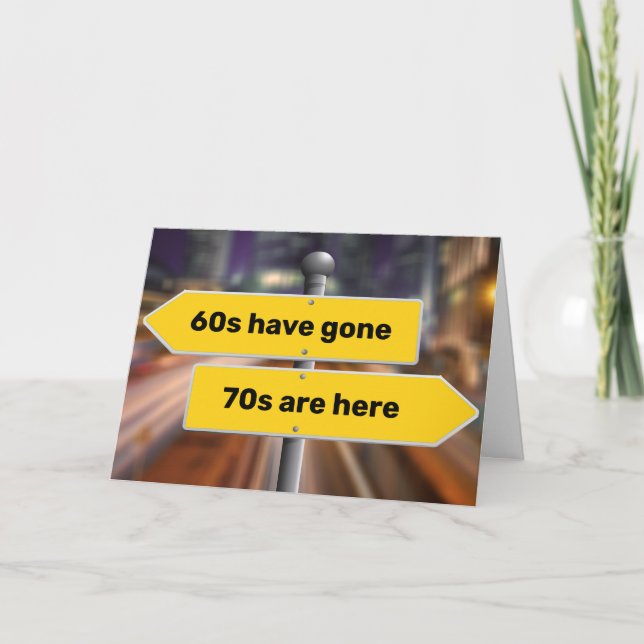 Carte 70e anniversaire Signes de rue jaune Ajouter votre (Devant)