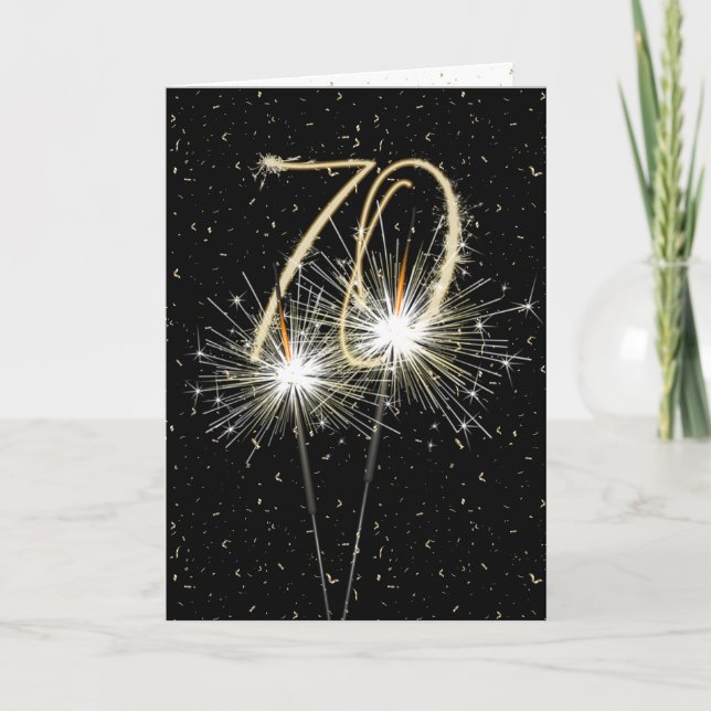Carte 70e anniversaire Sparkler en noir (Devant)