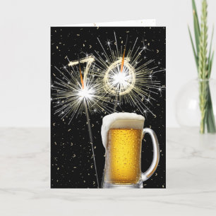 Carte 70e anniversaire Sparklers avec Beer Mug