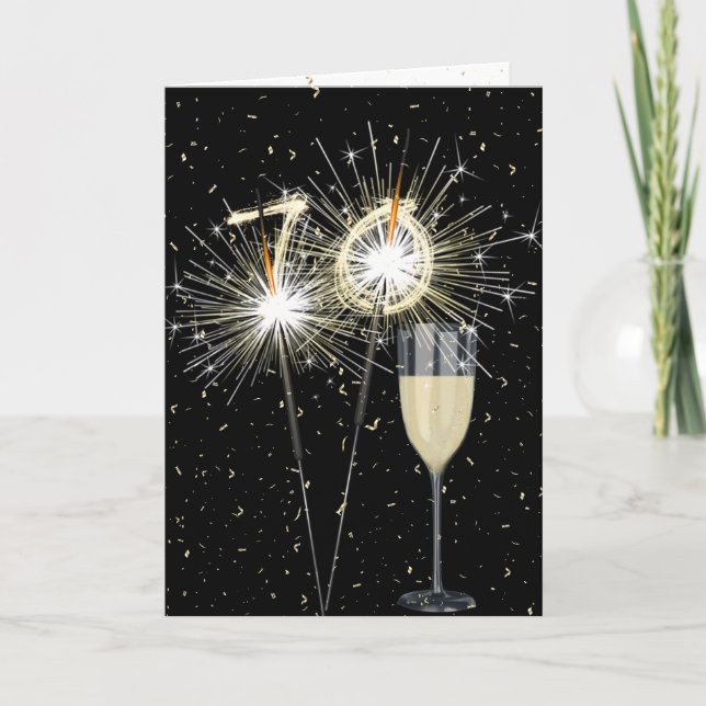 Carte 70e anniversaire Sparklers avec vin (Devant)
