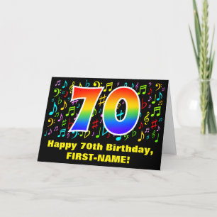 Carte 70e anniversaire : Symboles de musique colorée et 