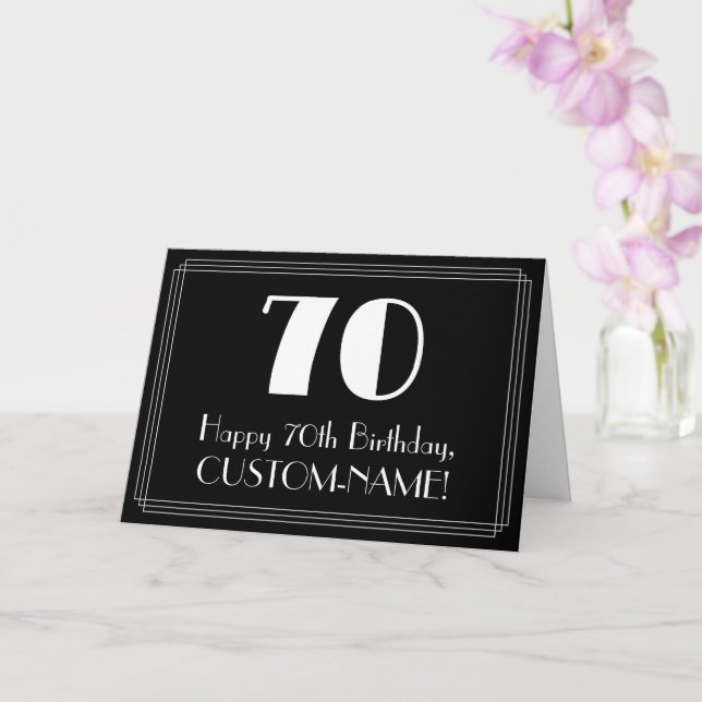 Carte 70e Birthday — Art Deco Inspecred Look 70, nom (Orchidée)
