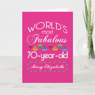 Carte 70th Birthday Most Fabulous Colorful Gems Pink