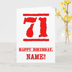 Carte 71e anniversaire : Amusant, Timbre en caoutchouc r