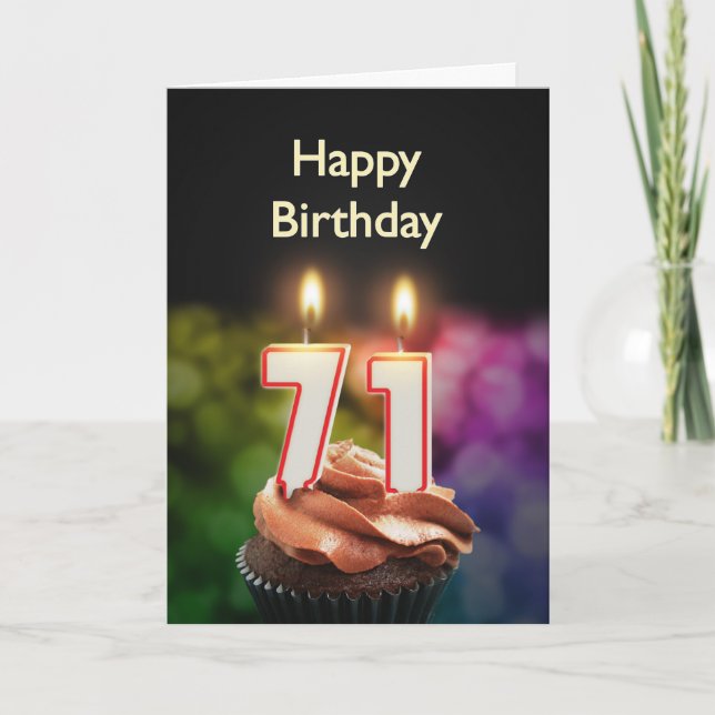 Carte 71e anniversaire avec gâteau et bougies (Devant)
