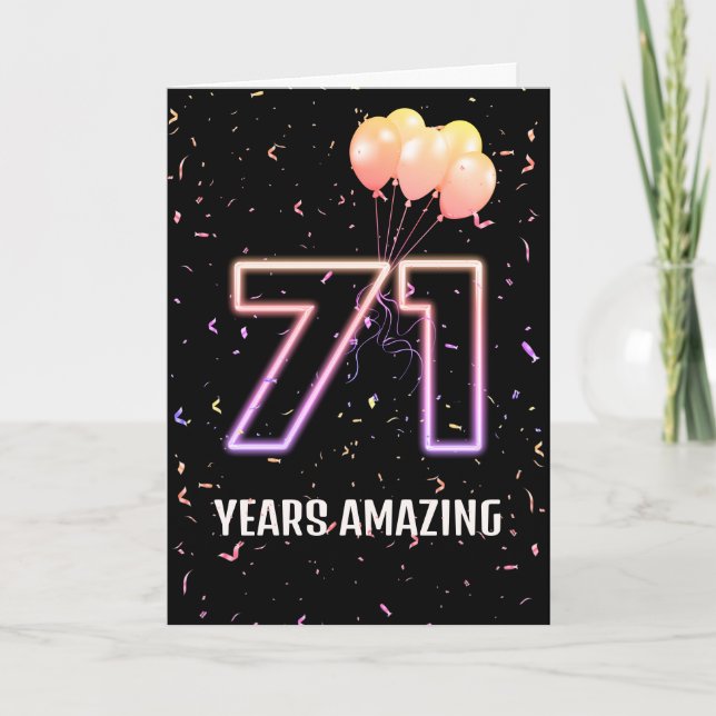 Carte 71e anniversaire Ballons et Confetti (Devant)
