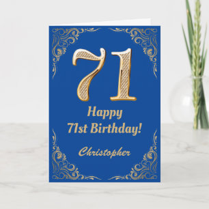 Carte 71e anniversaire Cadre Parties scintillant bleu et