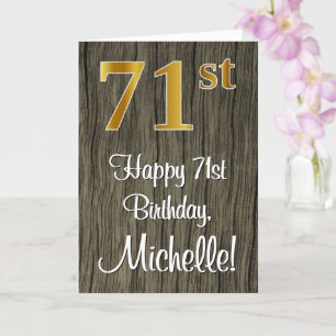 Carte 71e anniversaire : Elégant Faux Gold Look #, Faux 