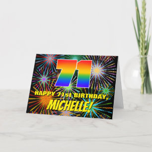 Carte 71e anniversaire : Feu d'artifice festif amusant e