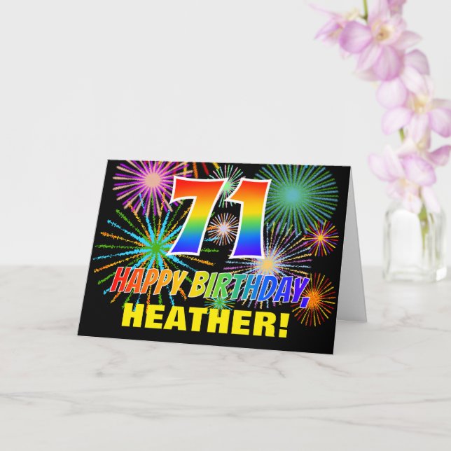 Carte 71e anniversaire : Gras, Amusants, Feu d'artifice, (Orchidée)