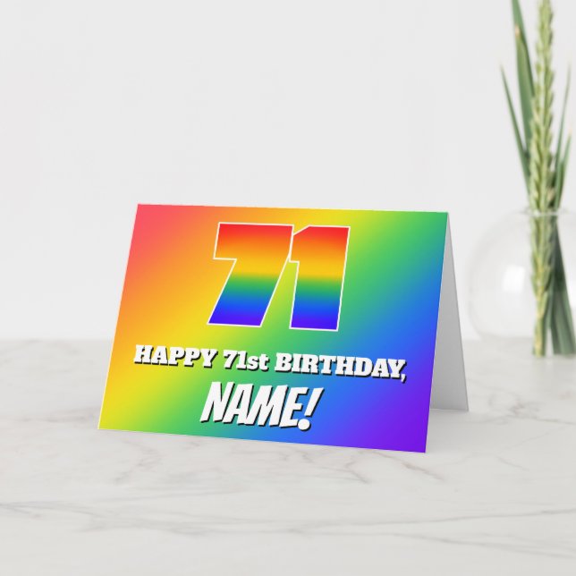Carte 71e anniversaire : Motif Rainbow multicolore # 71 (Devant)