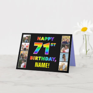 Carte 71e anniversaire : Rainbow Text, Custom Photos & N